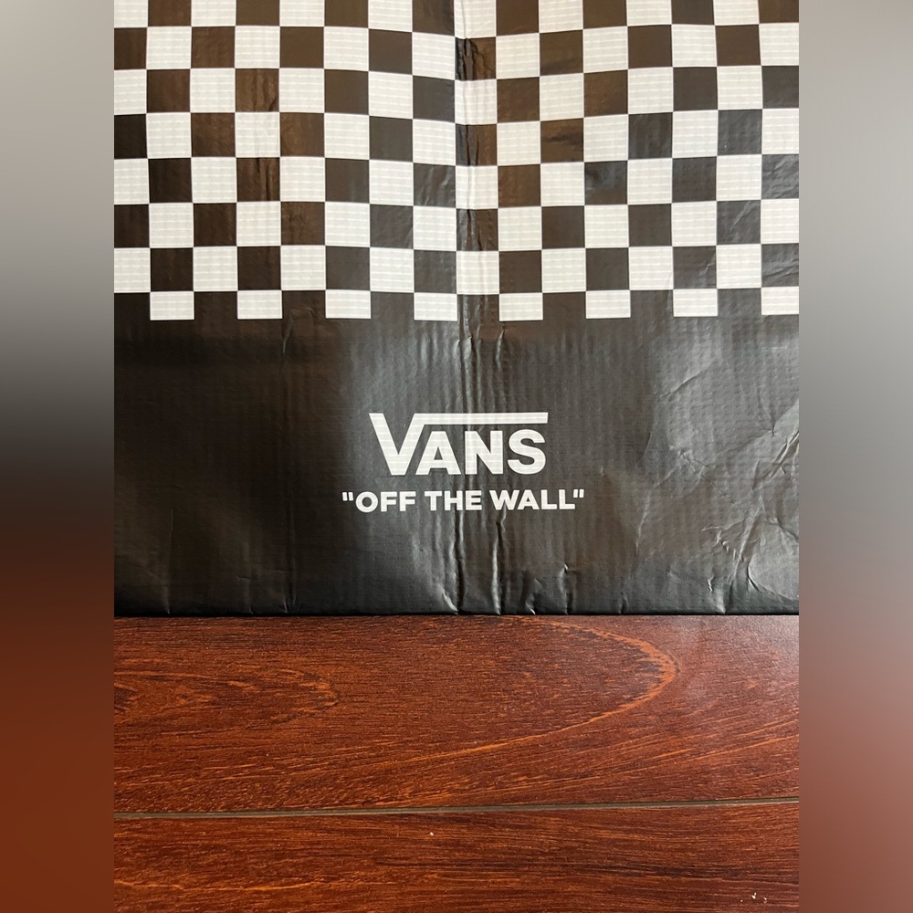 Vans Off The Wall Reusable Large Black White Checkerboard Shopping Tote Bag New - Picture 2 of 16